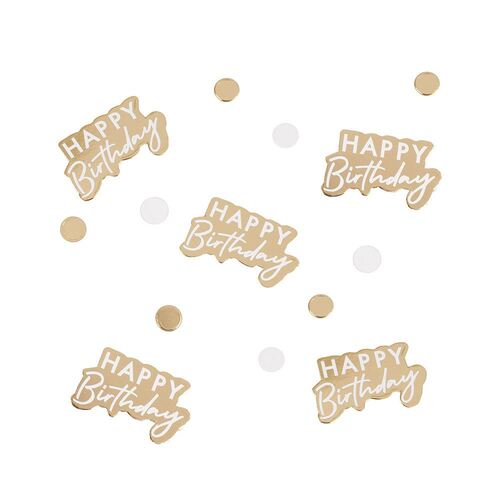 Mix It Up Gold And White Happy Birthday Confetti