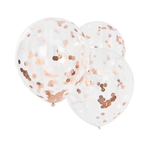 Mix It Up Giant Rose Gold And Blush Confetti Balloons 3 Pack