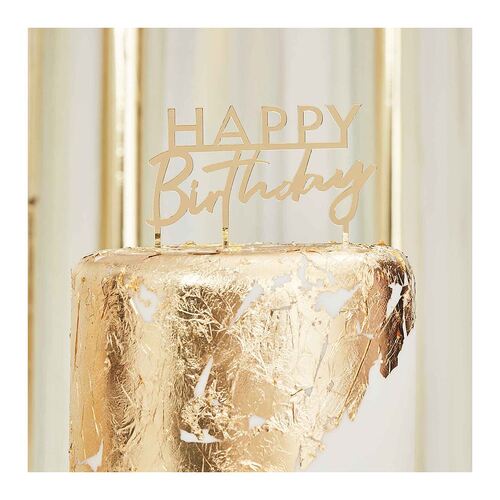 Mix It Up Gold Acrylic Happy Birthday Cake Topper