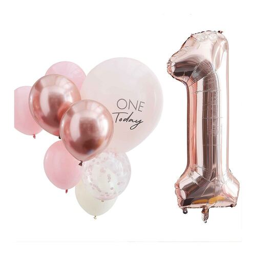 Mix It Up Pink & Rose Gold 1 Today Balloon Bundle