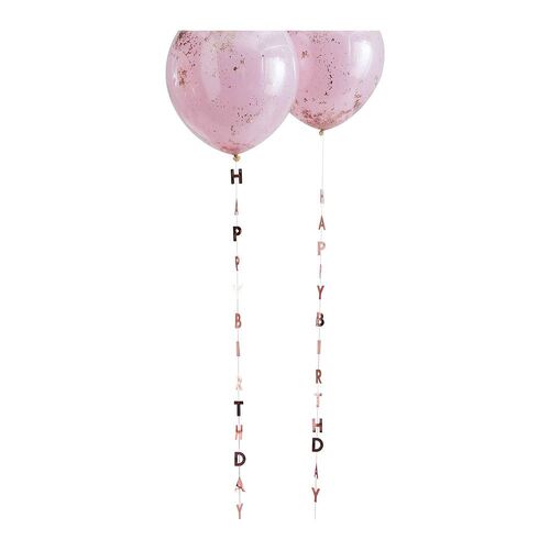 Mix It Up Balloon Tail Happy Birthday Rose Gold 5 Pack
