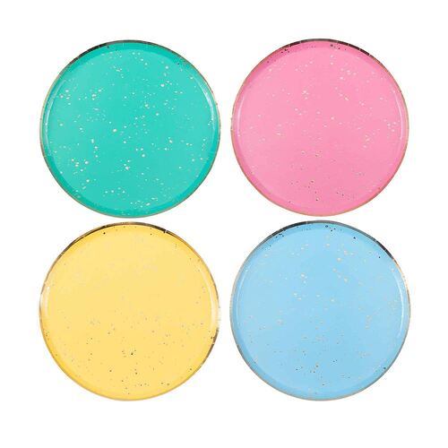 Mix It Up Plates Happy Birthday Colour Block Speckled Foiled 23cm 8 Pack