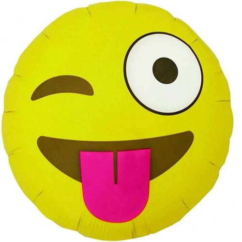 45cm Emoji Face Winking & Tongue sticking Out Foil Balloon