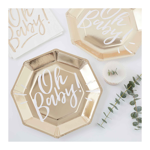 Oh Baby! Paper Plates Gold 8 Pack