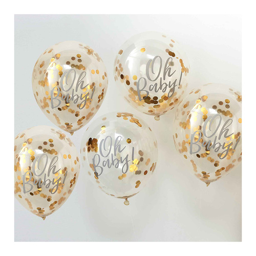Oh Baby! Balloons  Confetti Gold Oh Baby! 30cm 5 Pack