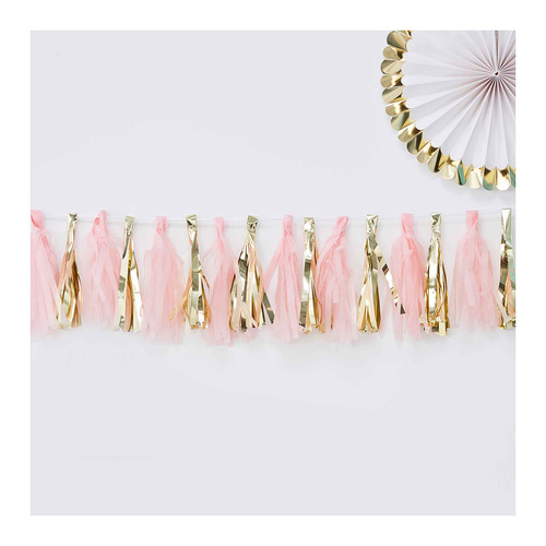 Oh Baby! Tassel Garland Pink & Gold 16 Pack