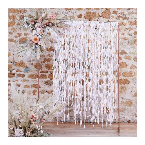 A Touch of Pampas Leaf Ribbon Backdrop Blush Pink