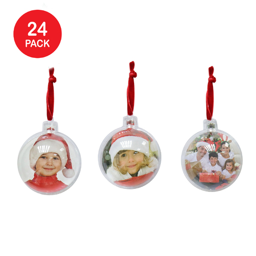 Photo Bauble DIY 7cm Red Loop 24 Pack