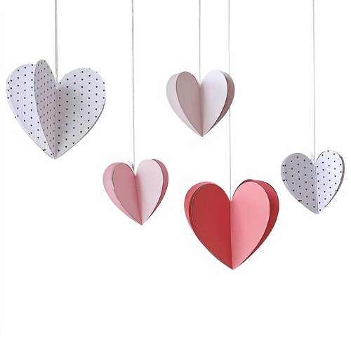 Parisian Love Hanging Heart Decorations 5 Pack