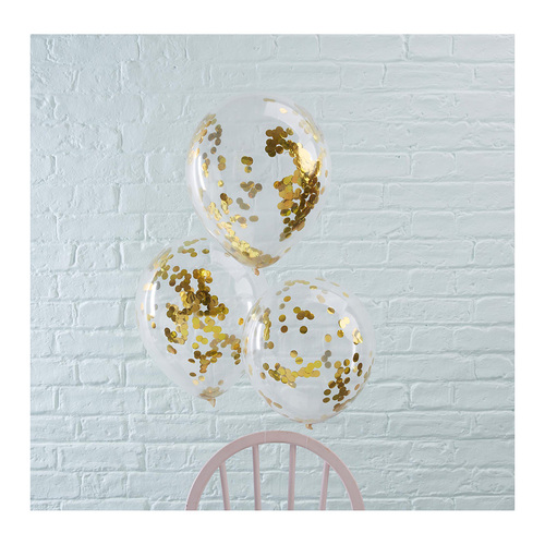 Pick & Mix Balloons Confetti Gold 5 Pack