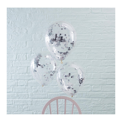 Pick & Mix Balloons Confetti Silver 5 Pack