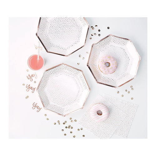 Pick & Mix Rose Gold Paper Plates Spotty Rose Gold 8 Pack