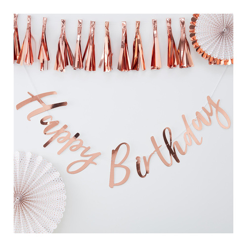 Pick & Mix Rose Gold Backdrop Bunting Happy Birthday Rose Gold