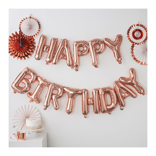 Pick & Mix Rose Gold Balloon Bunting Happy Birthday Rose 
