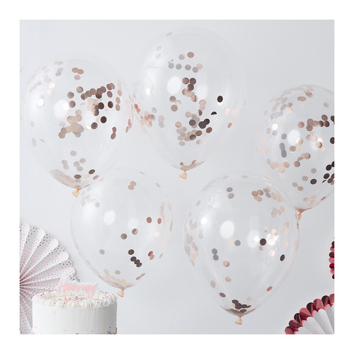 30cm Pick & Mix Rose Gold Balloons Confetti Rose Gold 5 Pack