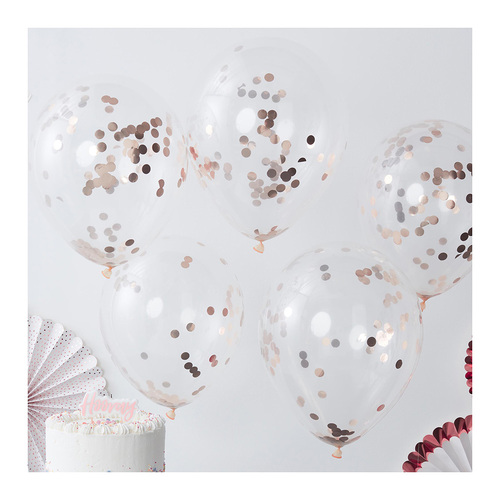 30cm Pick & Mix Rose Gold Balloons Confetti Rose Gold 5 Pack
