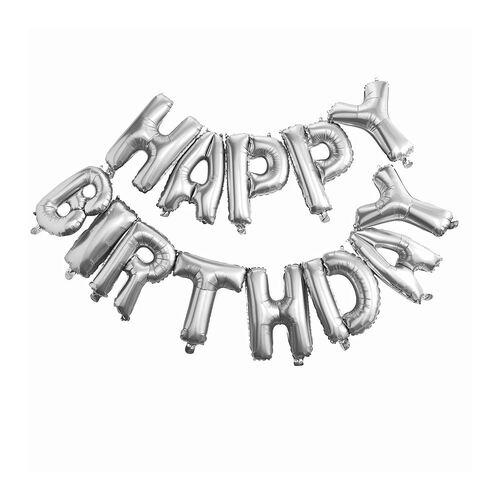 Pick & Mix Happy Birthday Balloon Bunting - Silver