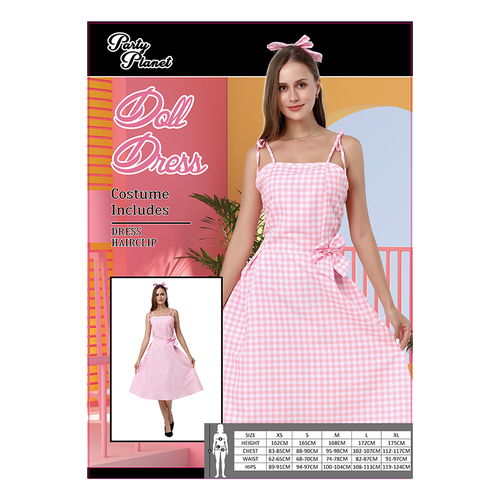 Pink Gingham Vintage Doll Dress