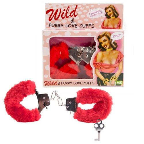 Red Furry Love Cuffs