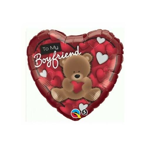 45cm To My Boyfriend Bear (Heart) Foil Balloon  Packaged