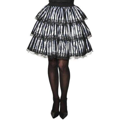Striped Black & White Ruffle Skirt Adult