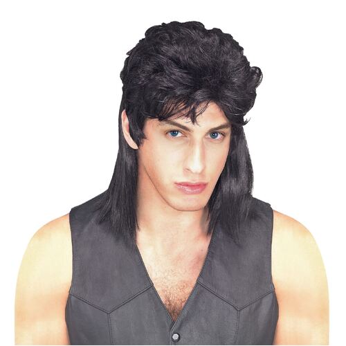 Mullet Wig  Black  Adult