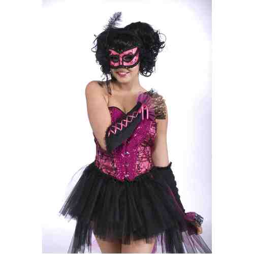 Burlesque Half Mask  Pink/Black