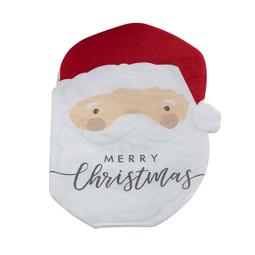 Silly Santa Shaped Napkins 16 Pack