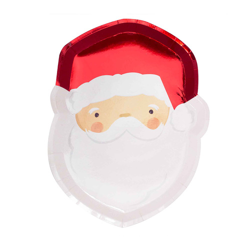 Silly Santa Shaped Paper Plates 8 Pack