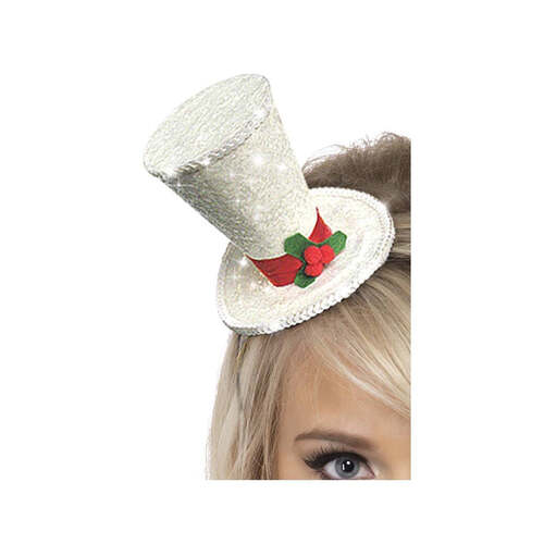 White Christmas Top Hat Headband
