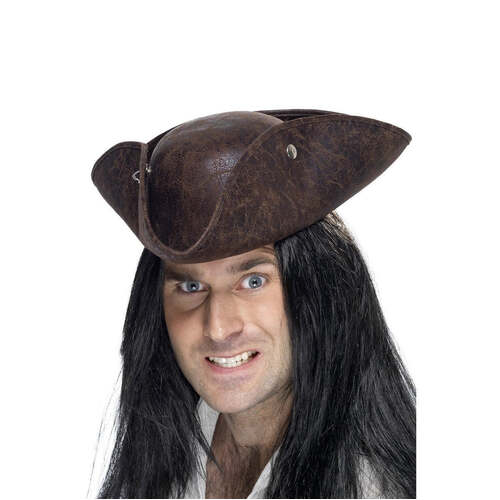 Pirate Leather Look Tricorn Hat