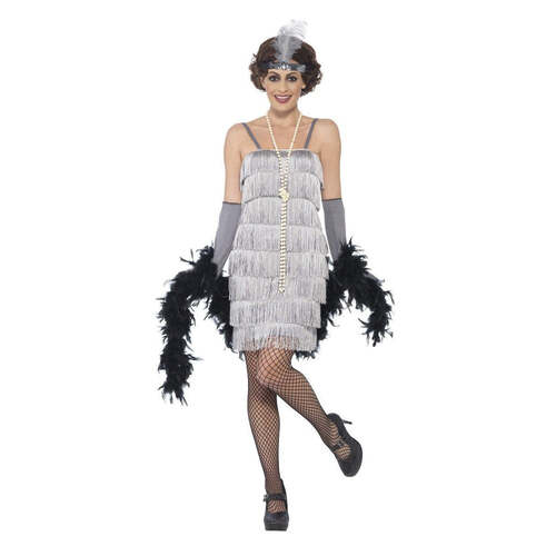 Silver Flapper Costume with Short Dress
