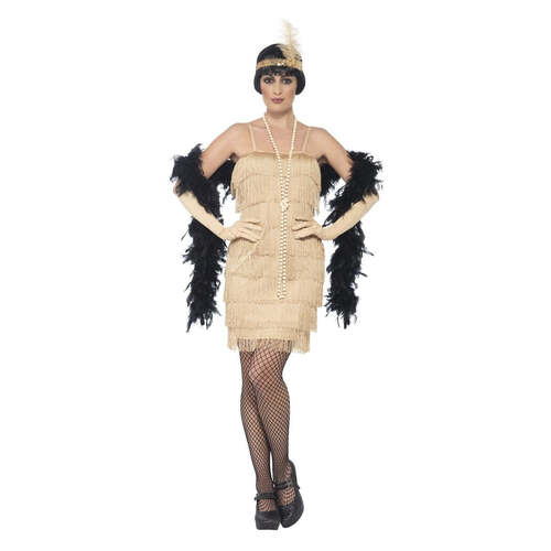 Gold Flapper Costume with Short Dress