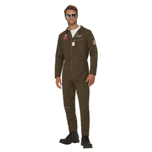 Green Top Gun Maverick Men's Aviator Costume