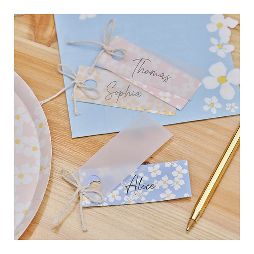 Hello Spring Floral Place Cards with Vellum Paper 10 Pack