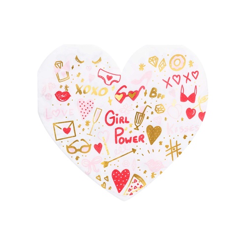 Valentine's Day Galentines Heart Shaped Napkins 20 Pack