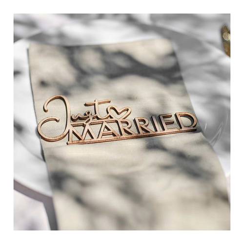 Sage Wedding Wooden Just Married Place Setting 6 Pack