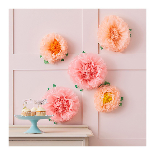 Lets Par Tea Tissue Paper Flower Pom Poms 6 Pack