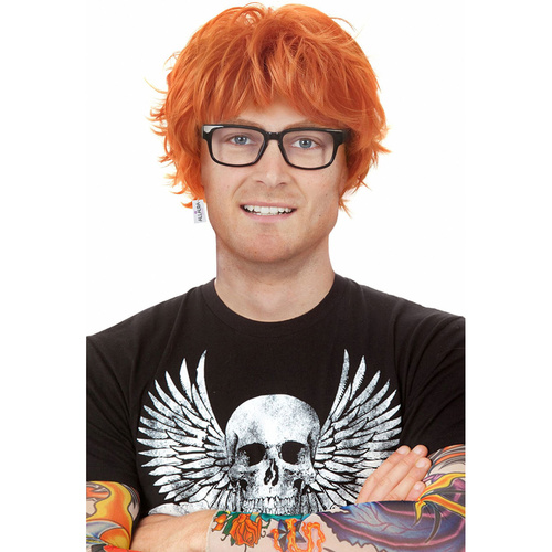 Red Ed Orange Red Wig with Glasses & Tattoo Sleeves Costume Set inspired by Ed Sheeran - by Allaura