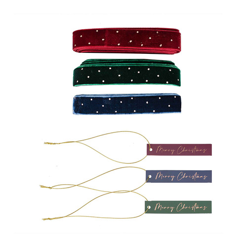 Velvet Luxe Gift Tags and Velvet Ribbon Gift Wrap Set FSC 