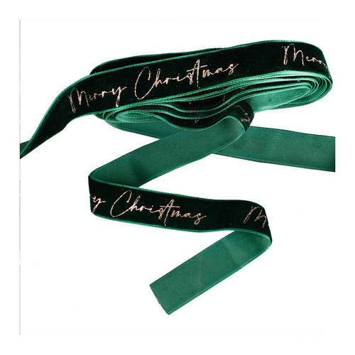 Velvet Luxe Green Velvet Merry Christmas Present Ribbon