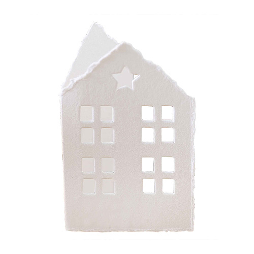 White Christmas Cotton Paper House Place Cards 10 Pack