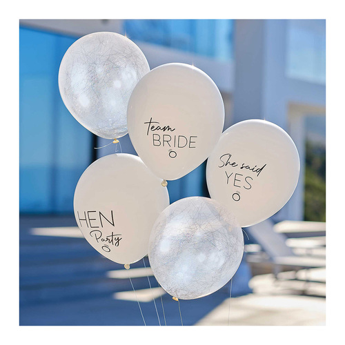 Hen Weekend Silver, White & Nude Hen Party Balloon Bundle 5 Pack