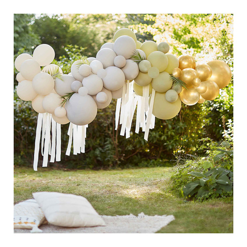 Wild Jungle Balloon Backdrop Balloon Arch with Streamers & Leaves