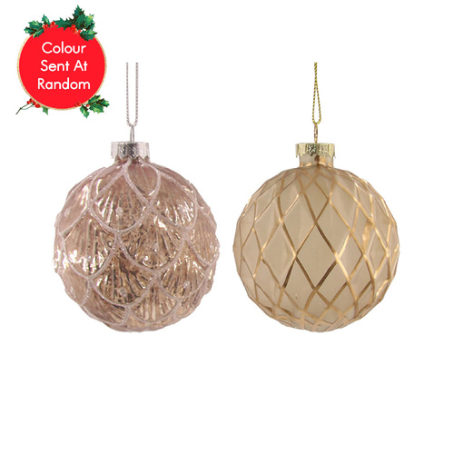 Pale Pink Glass Christmas Baubles