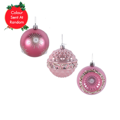 3a Pink 8cm Baubles 