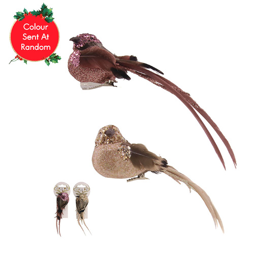  Light Pink & Magenta Bird With Clip 