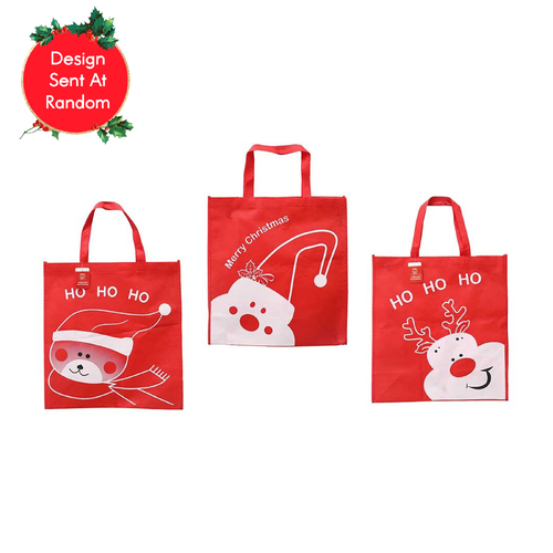 Christmas Shopper Bag Red Non-woven Printed