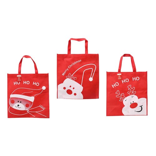 Christmas Shopper Bag Red Non-woven Printed