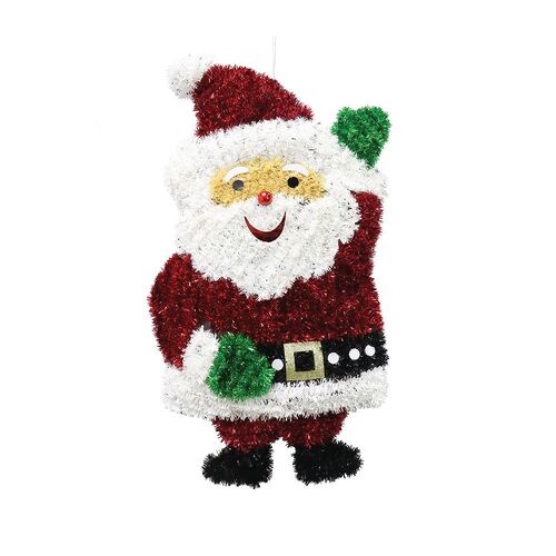 Tinsel Waving Santa Large Plaque 59cm 